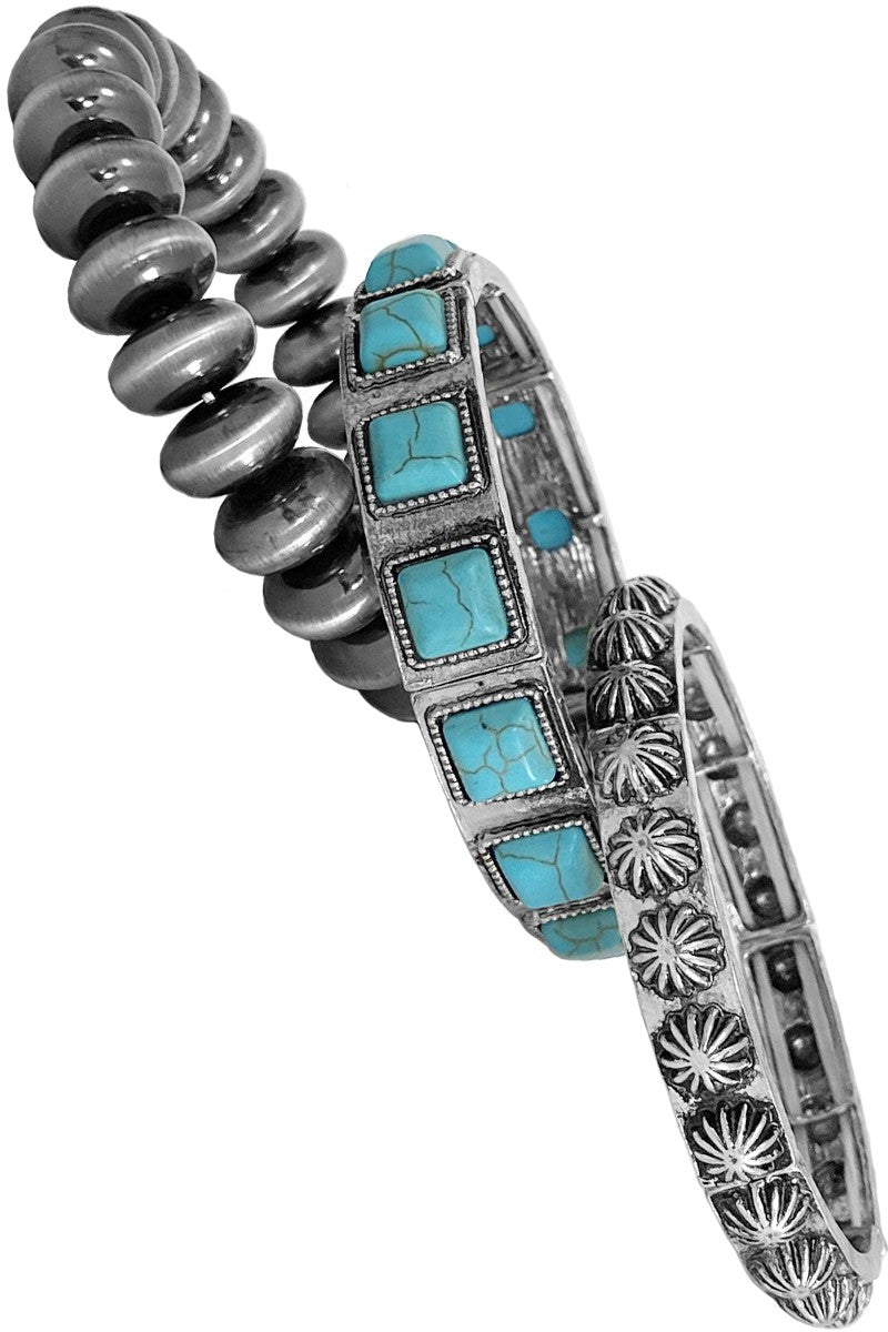 Navajo Pearl Small Concho Bracelet Set