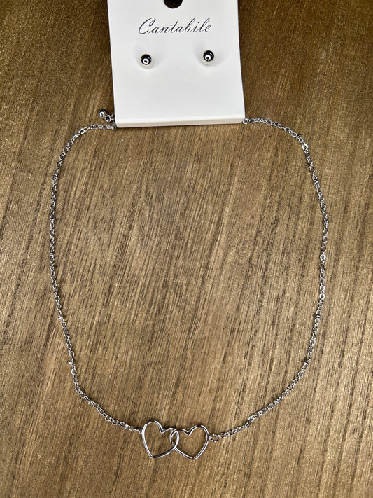 Cross My Heart Dainty Silver Necklace