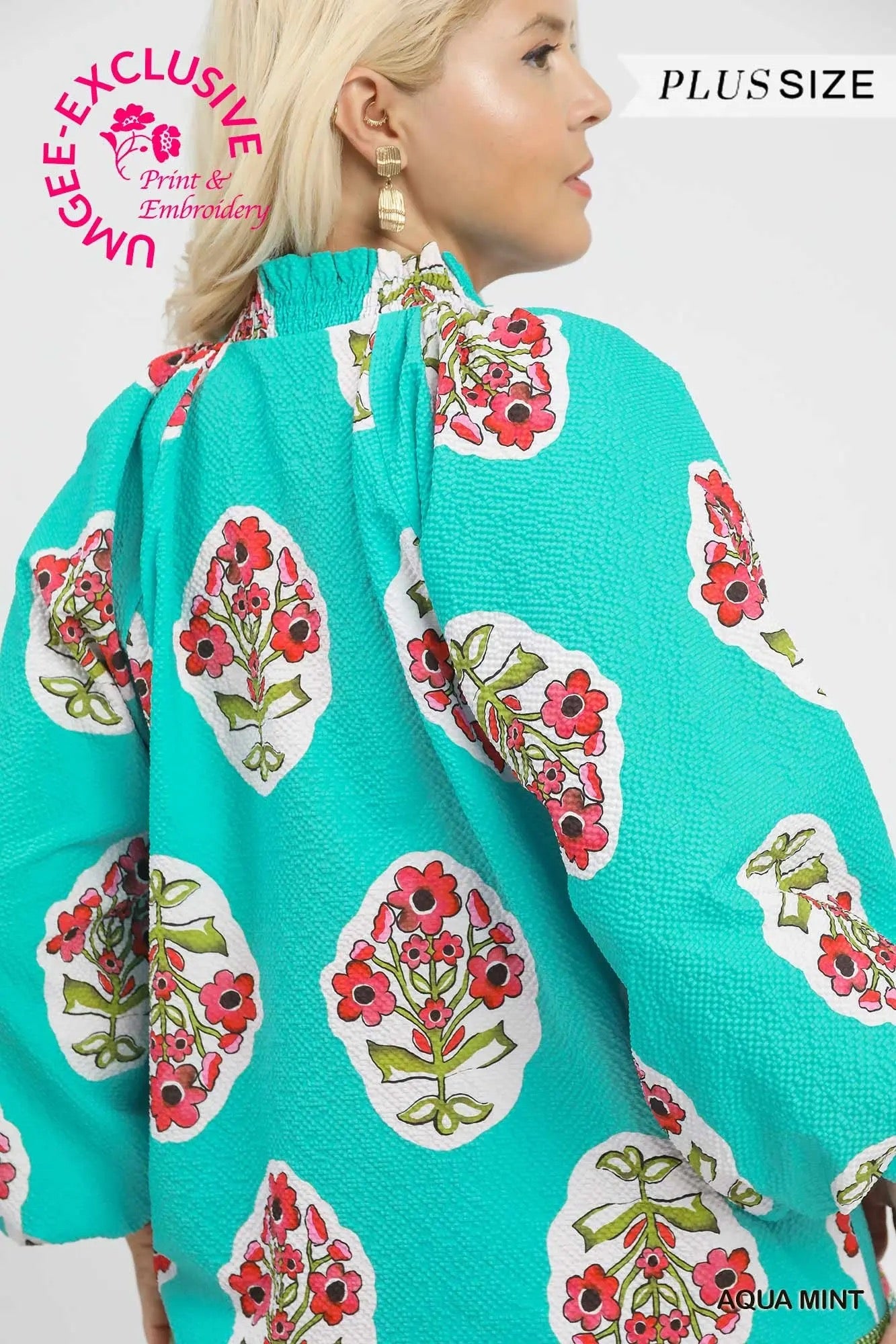 Cindy Floral Long-sleeve Curvy Top