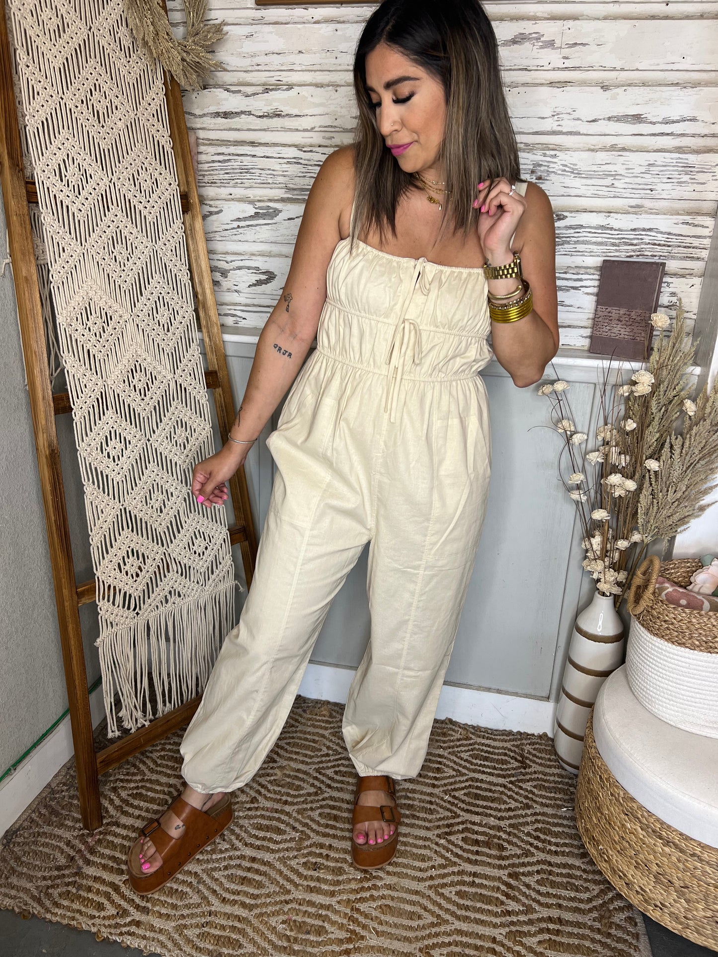 Spaghetti Strap Jogger Jumpsuit