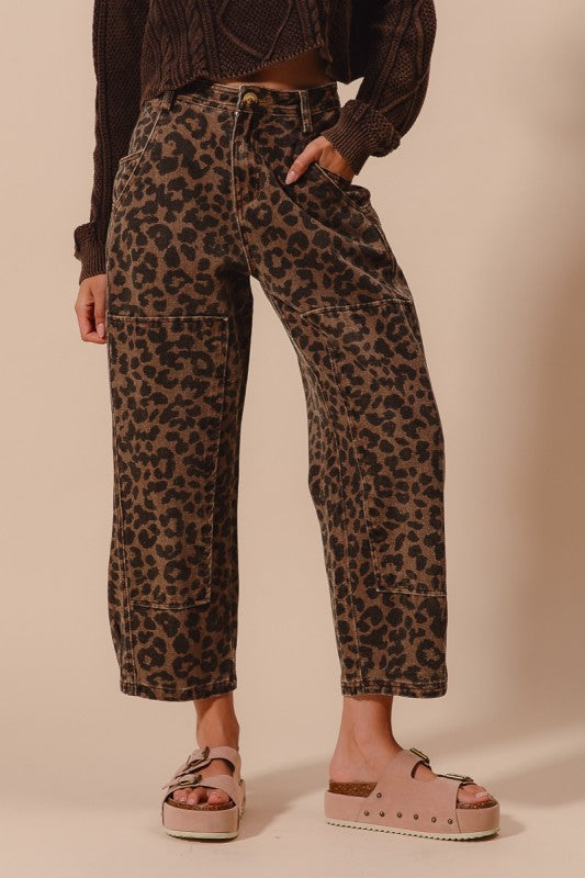 Silvia Leopard Print Barrel Pants