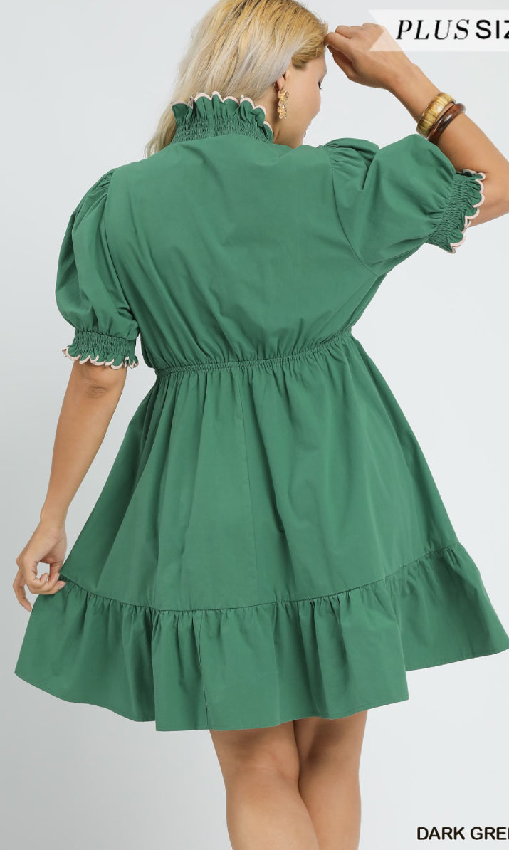 Jade Puff Sleeve Smocked Mini Dress