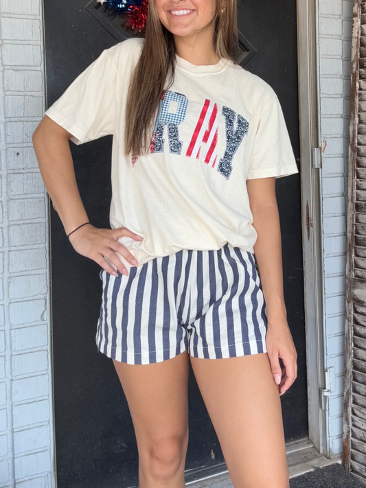 Paisley Pinstripe Shorts