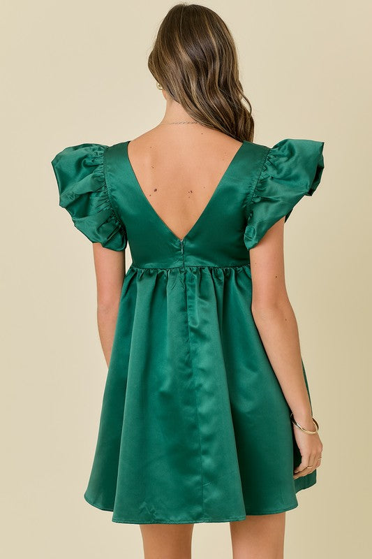 Emme’s Emerald Satin Mini Dress