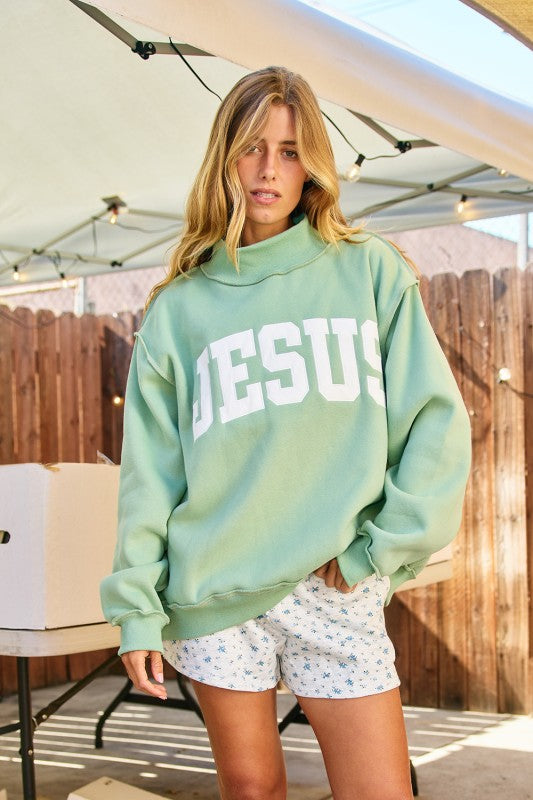 Jesus Mock Neck Sweatshirt