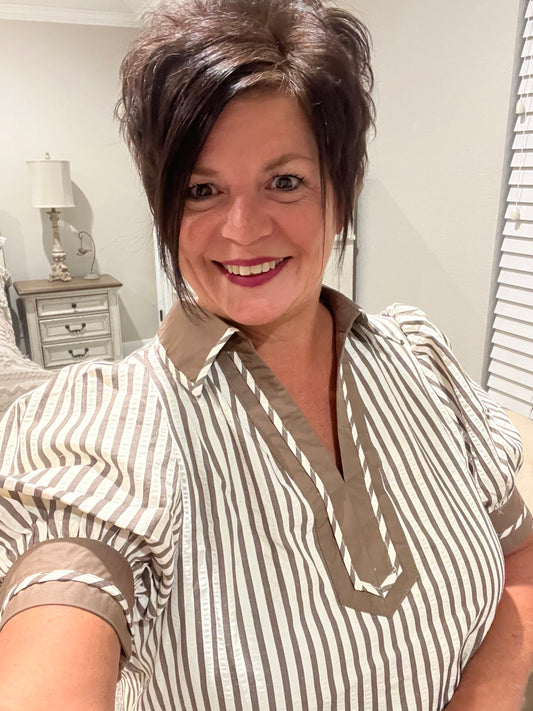 Striped Puff Sleeve Blouse