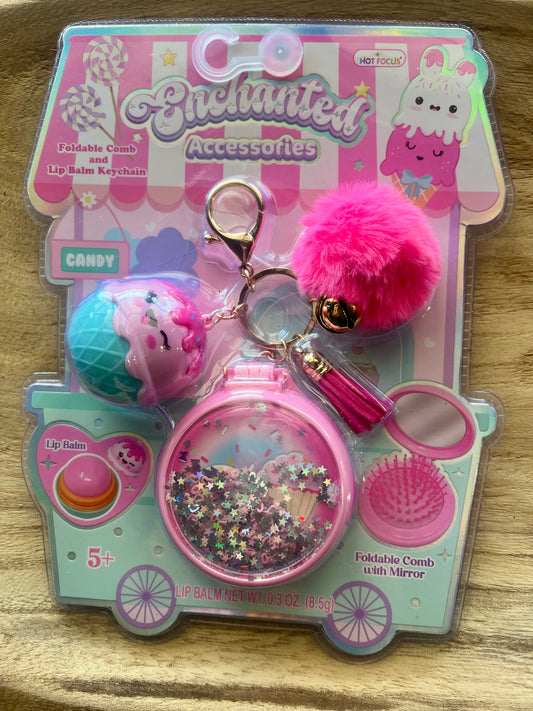 Foldable Comb and Lip Balm Keychain