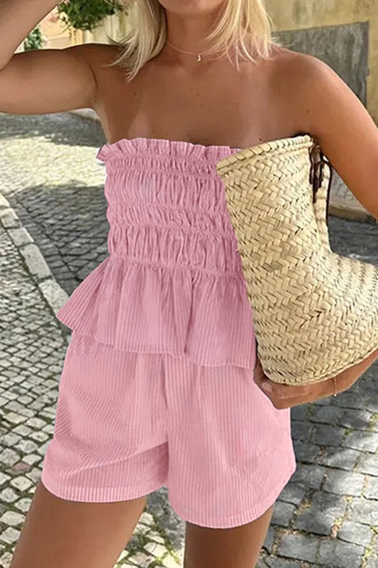 Kara Smocked Strapless Set