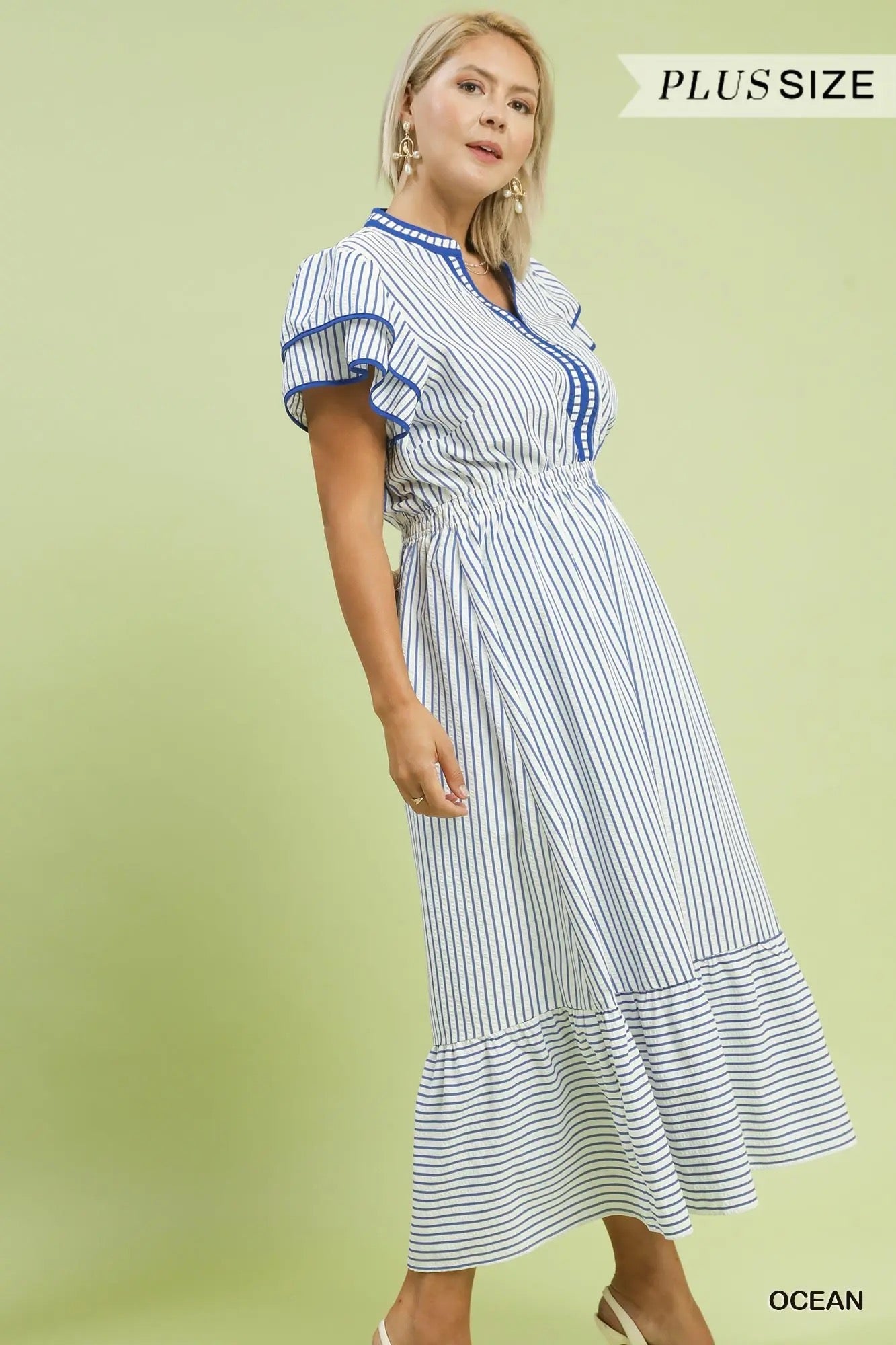 Celia Stripped Curvy Maxi Dress