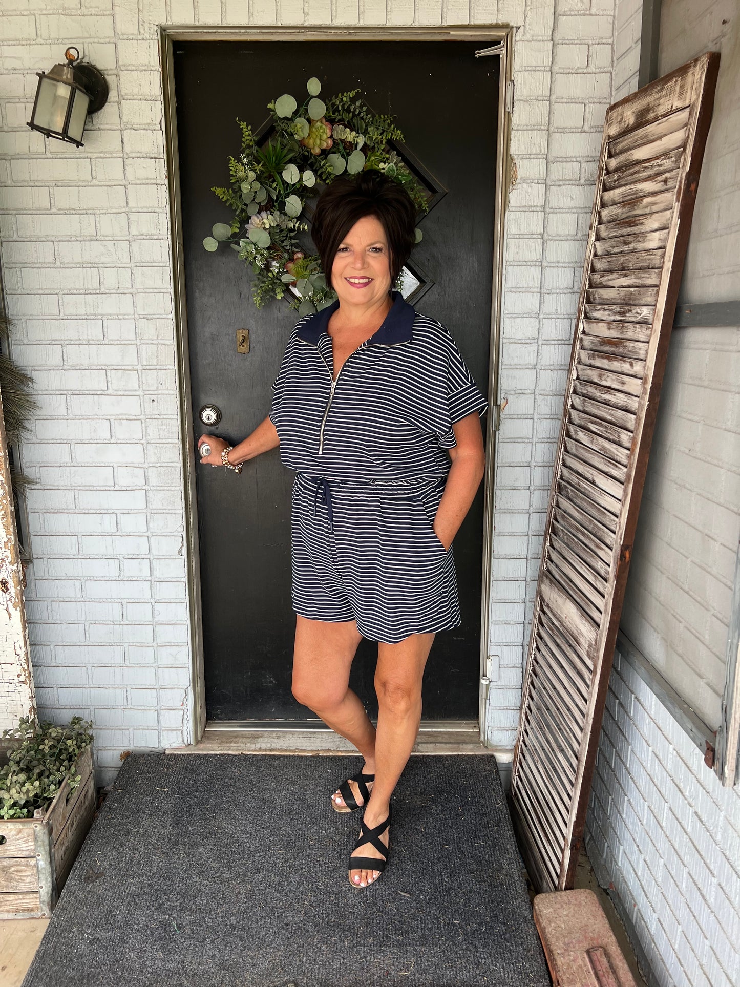 Mackenzi Knitted Striped Romper