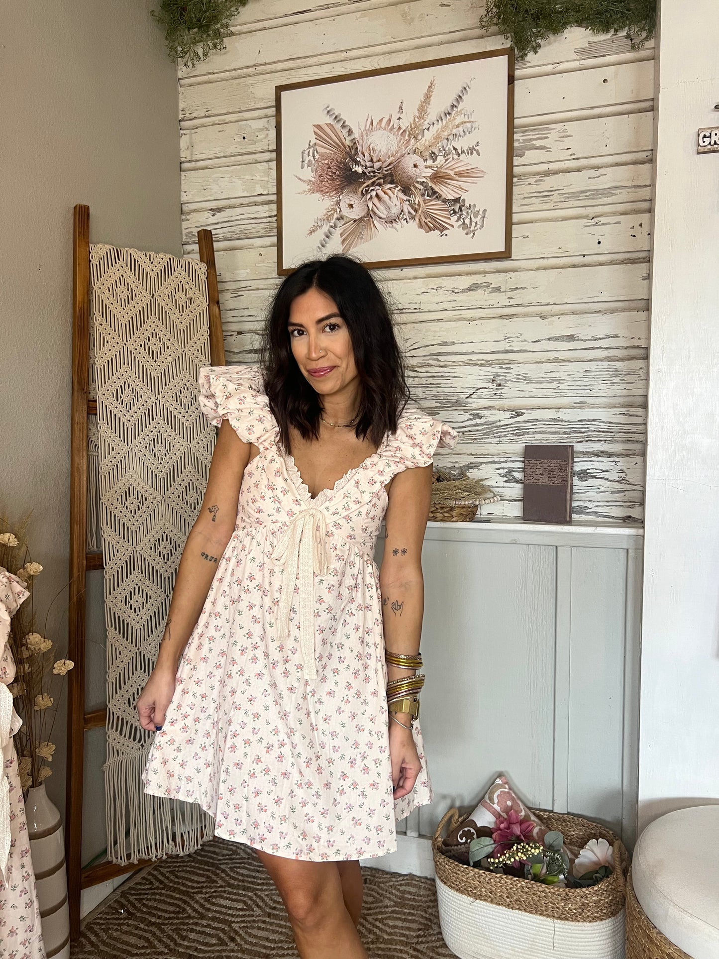 Springtime Ruffle Sleeve Mini Dress