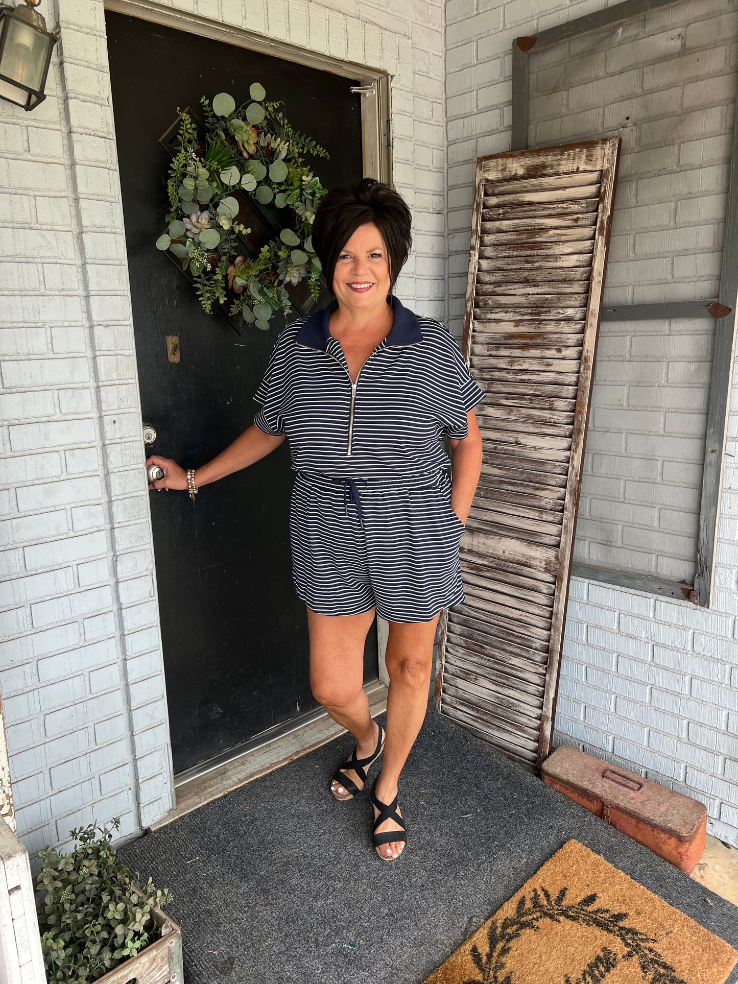 Mackenzi Knitted Striped Romper