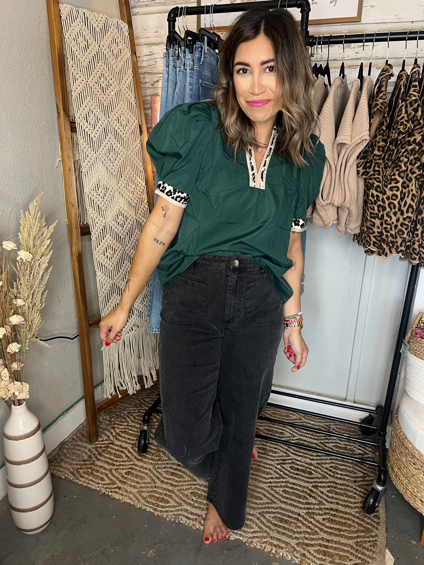 Casey V-Neck Animal Print Top