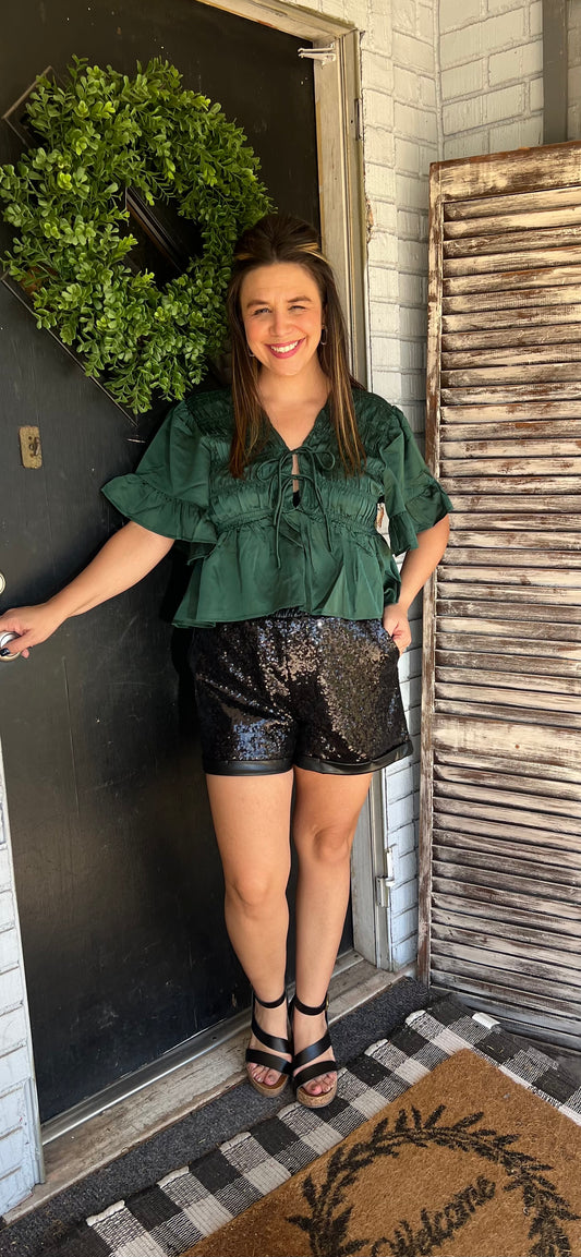 Pick Me Leather/Sequin Shorts