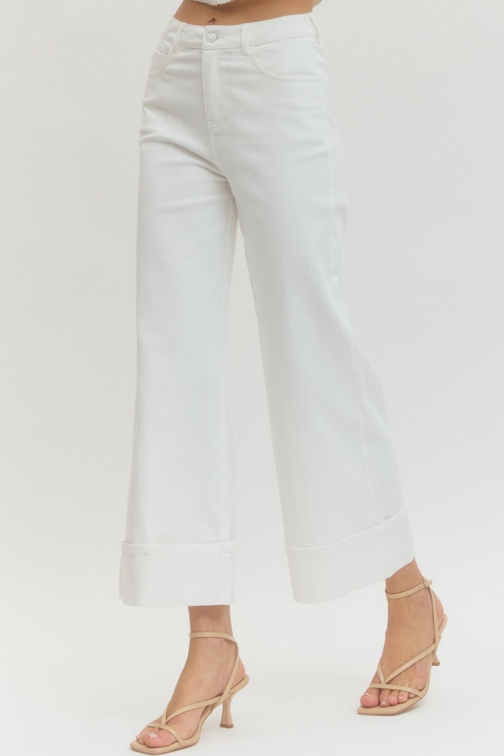 Wide Leg Cuffed Hem Jeans