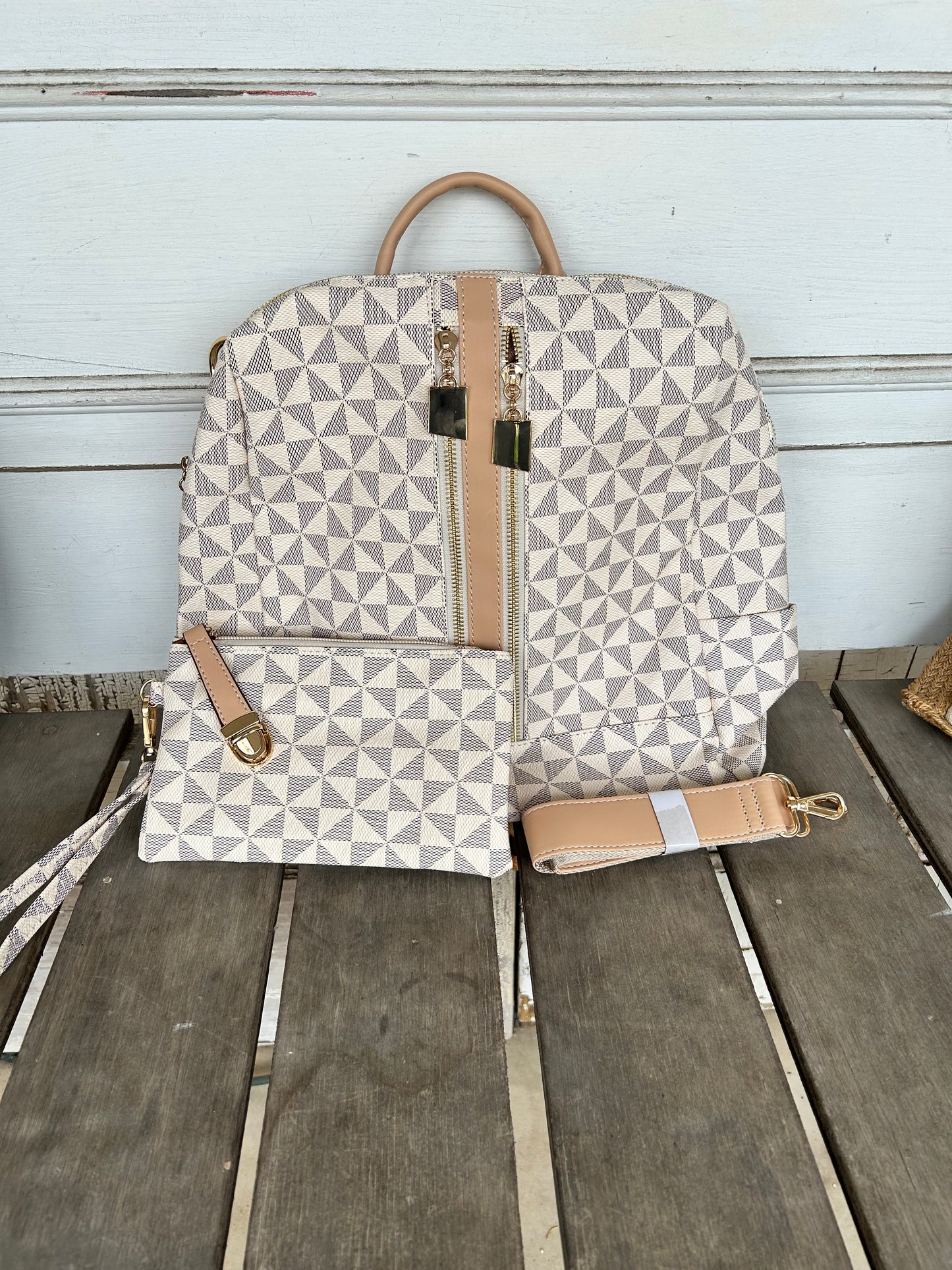 Checkered Print Backpack