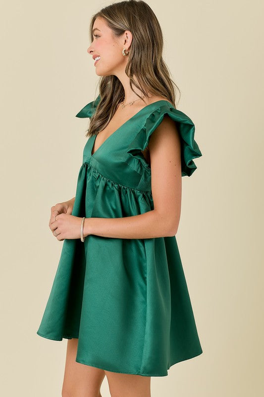 Emme’s Emerald Satin Mini Dress