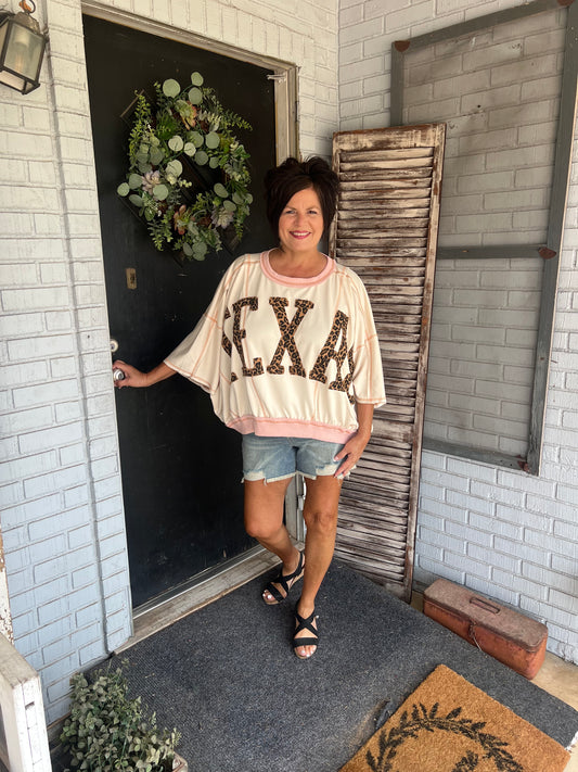 Leopard Texas Patchwork Top