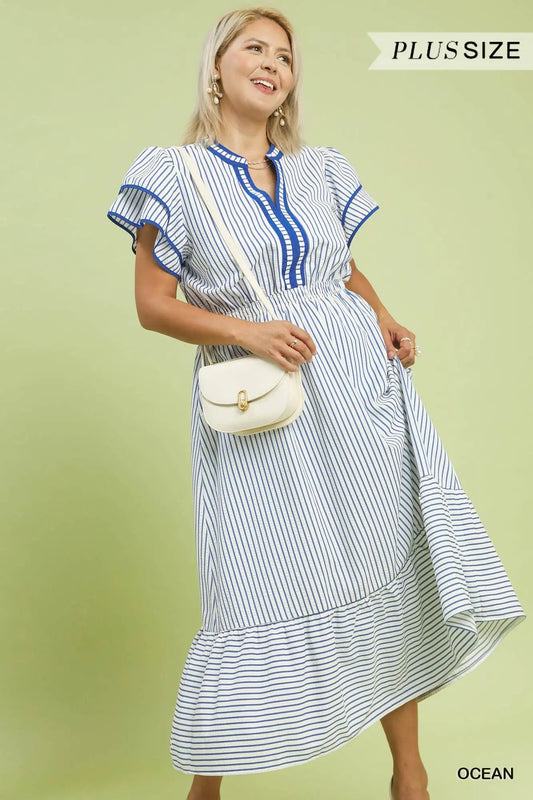 Celia Stripped Curvy Maxi Dress