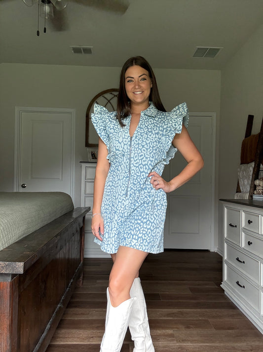 Leopard Denim Romper