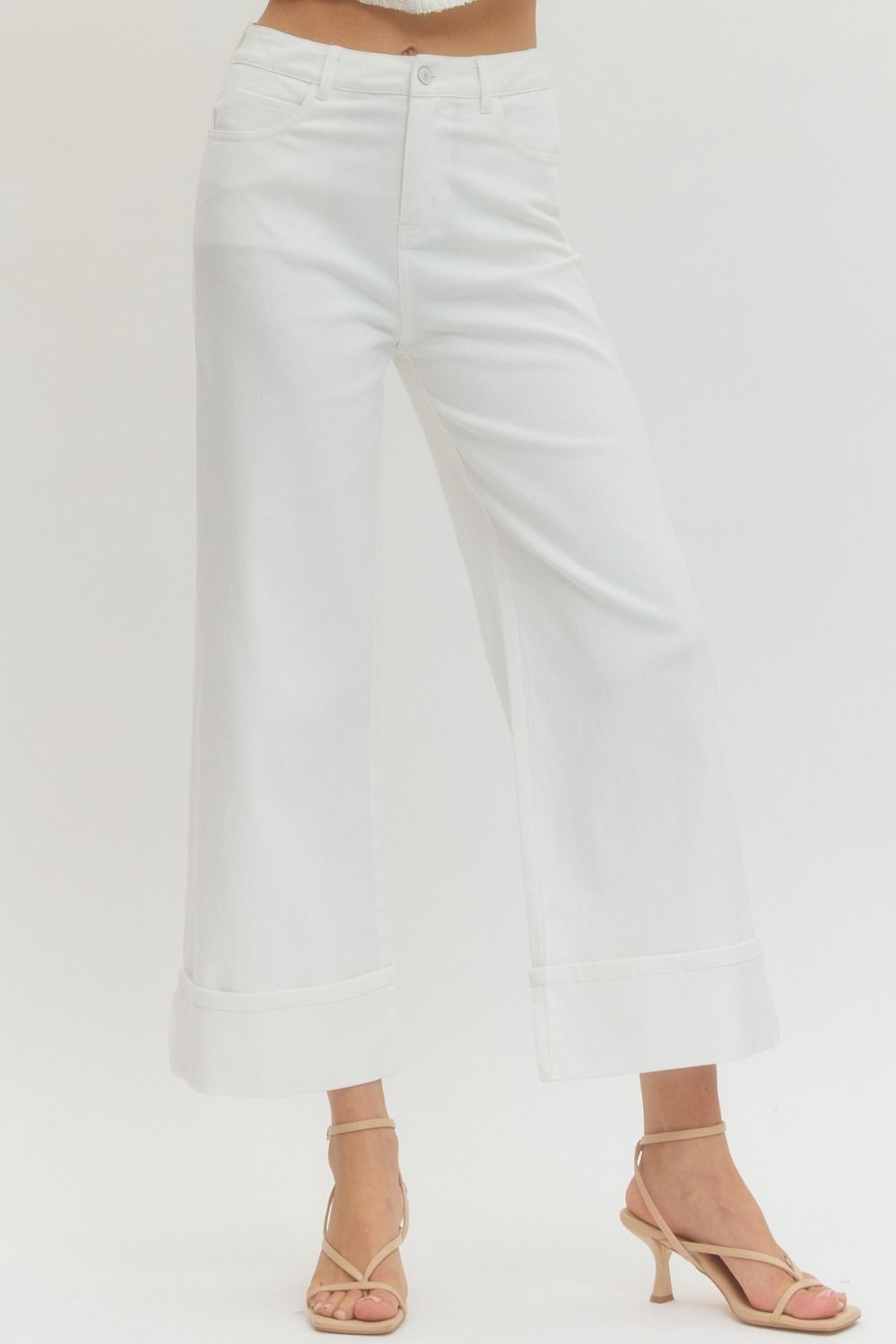 Wide Leg Cuffed Hem Jeans