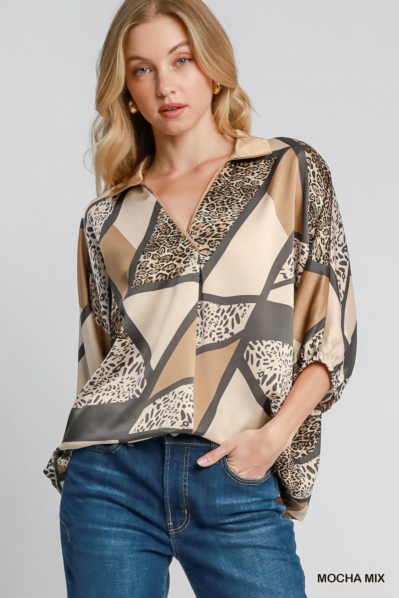 Satin Animal Print Top