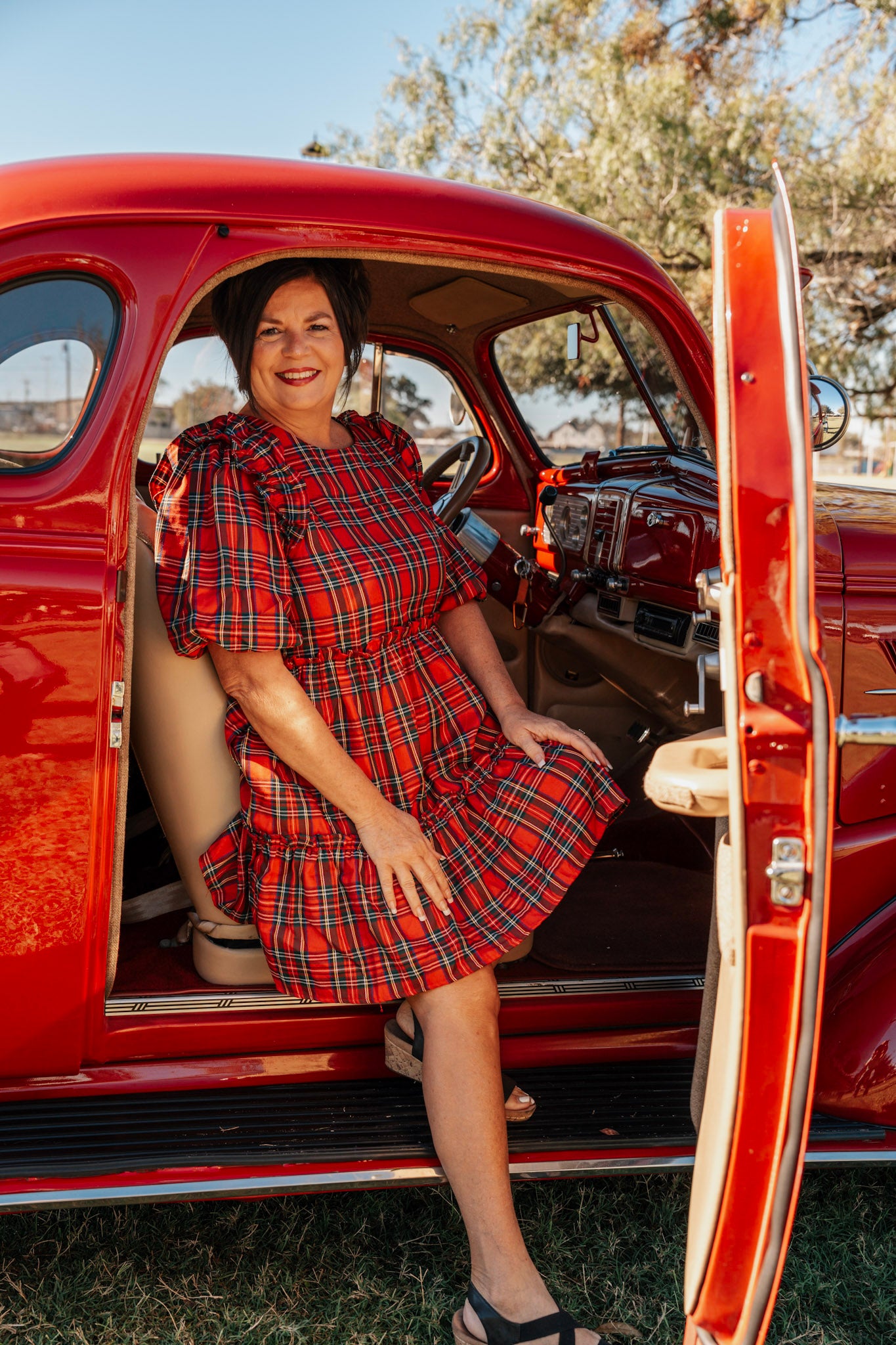 Merry Plaid Tiered Dress