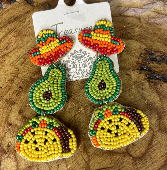 Avocado & Taco Beaded Earrings