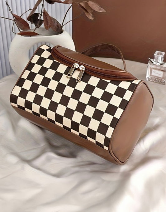 Aleah Checkered Makeup Bag