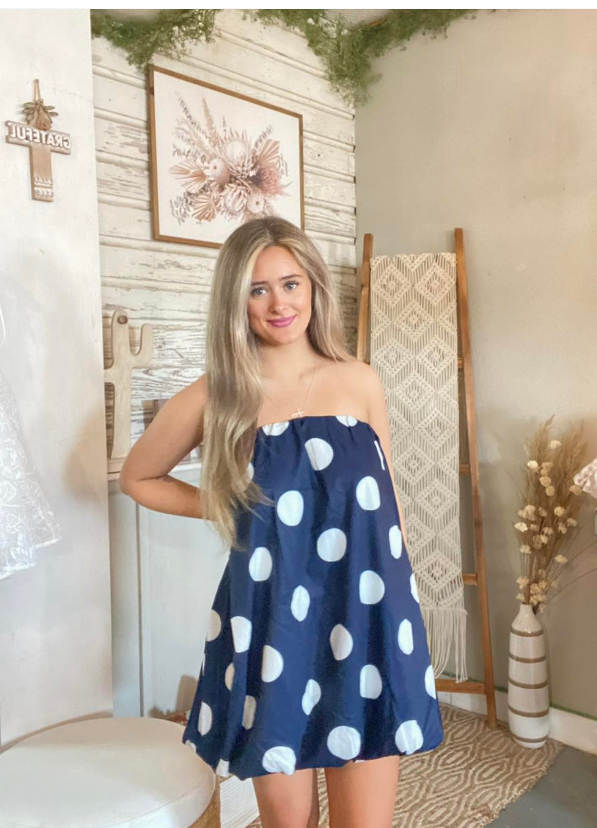 Polka Dot Strapless Mini Dress