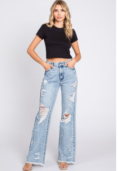 Lillian Destroyed High Rise Vintage Flare Jeans