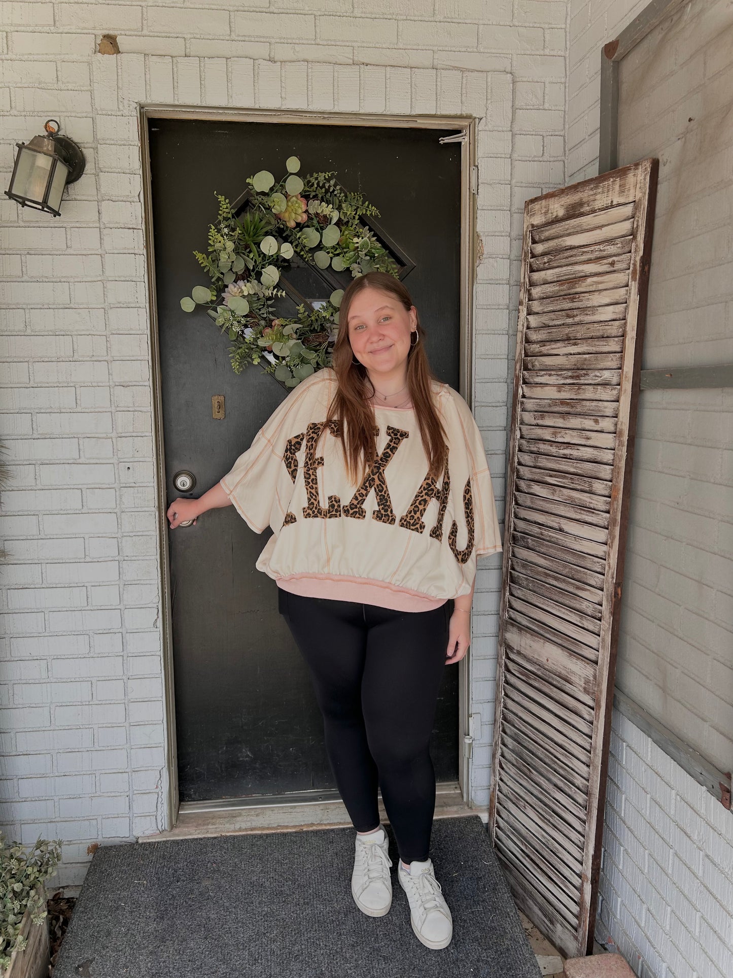 Leopard Texas Patchwork Top