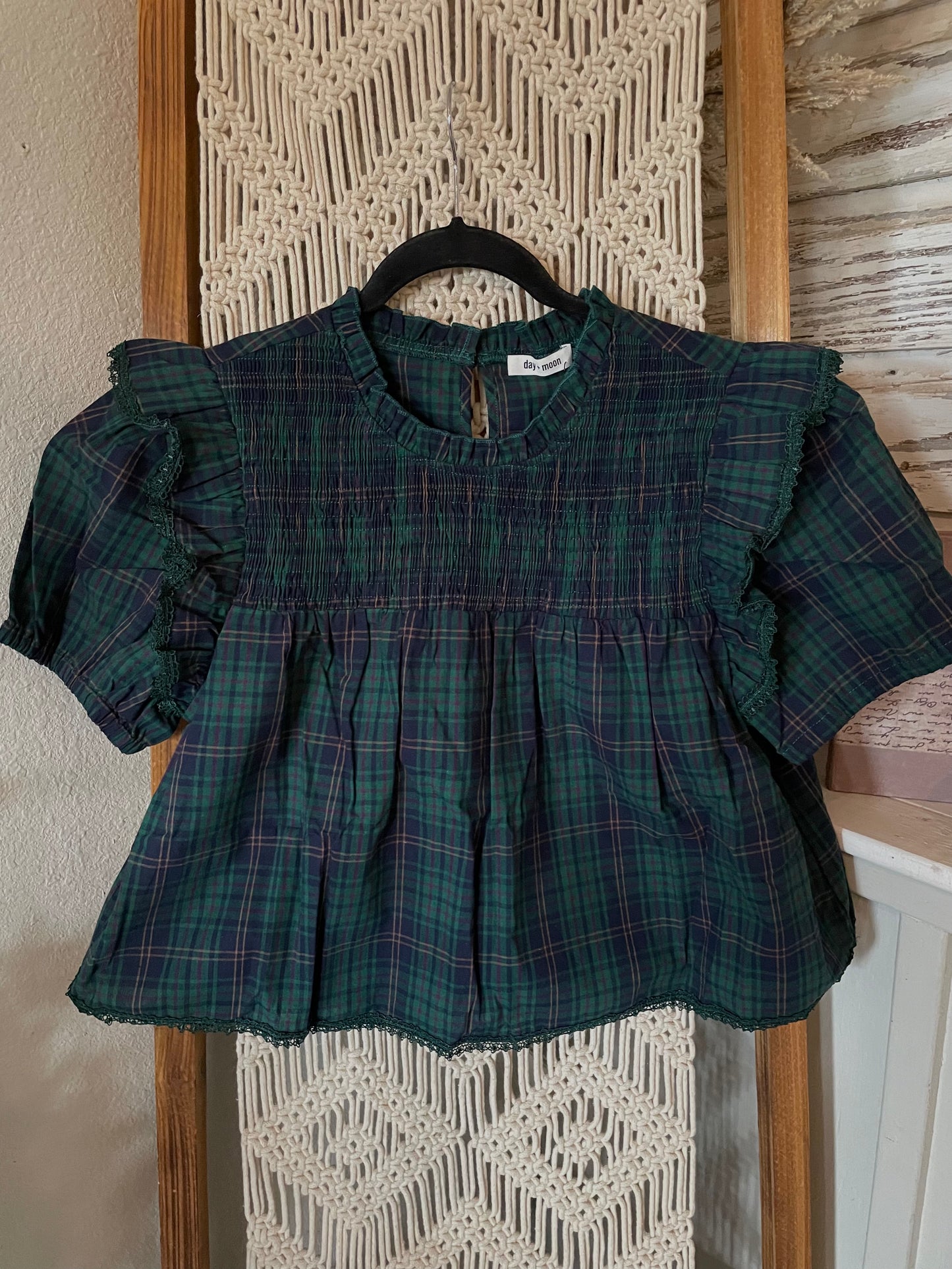 Carols Plaid Short Sleeve Crop Top