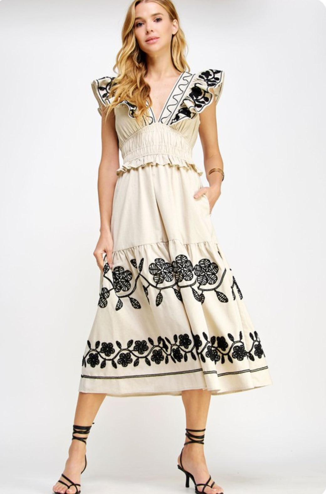 Natalia Embroidered Midi Dress