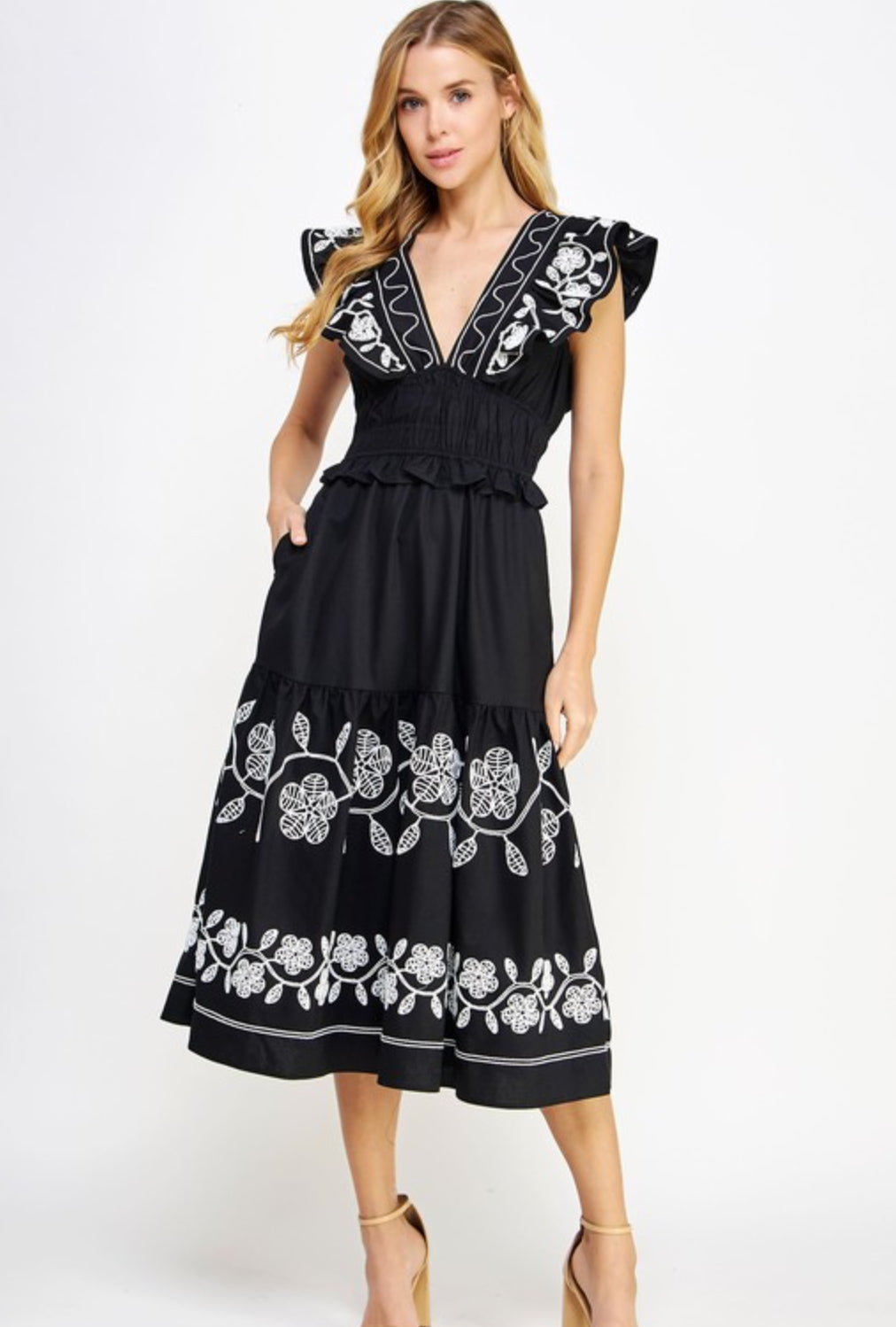 Natalia Embroidered Midi Dress