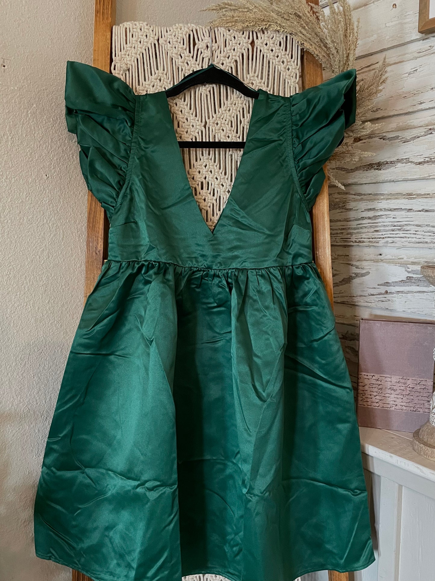 Emme’s Emerald Satin Mini Dress