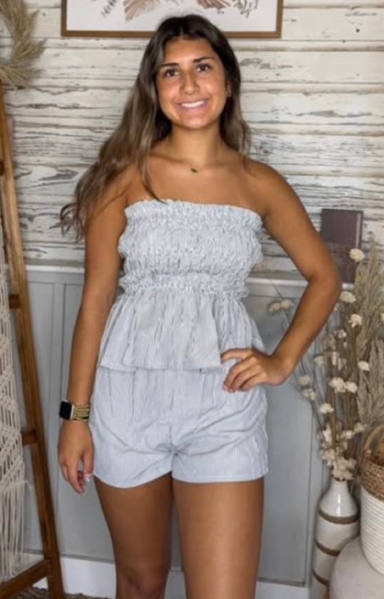 Kara Smocked Strapless Set
