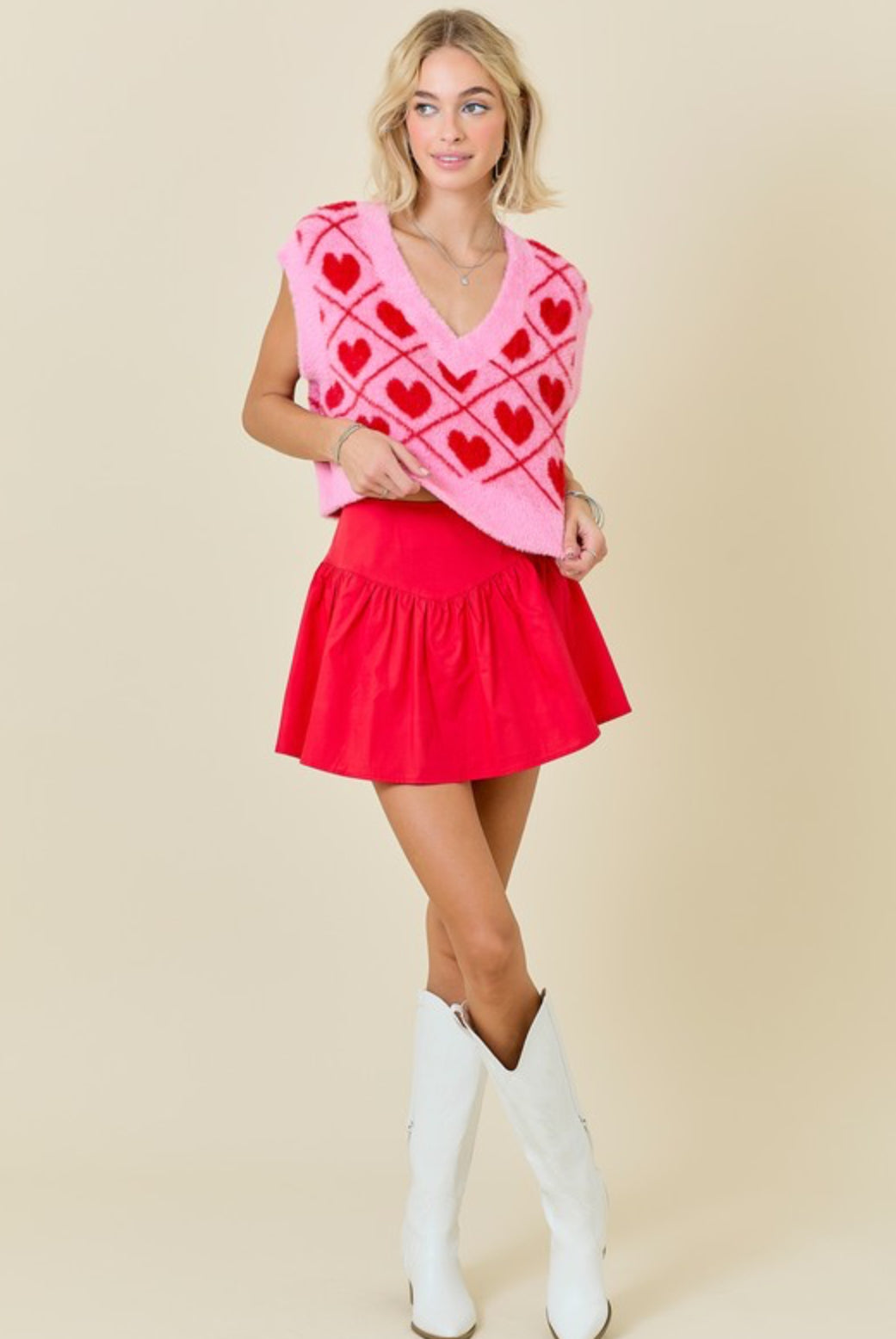 Pretty Heart Poplin Skort