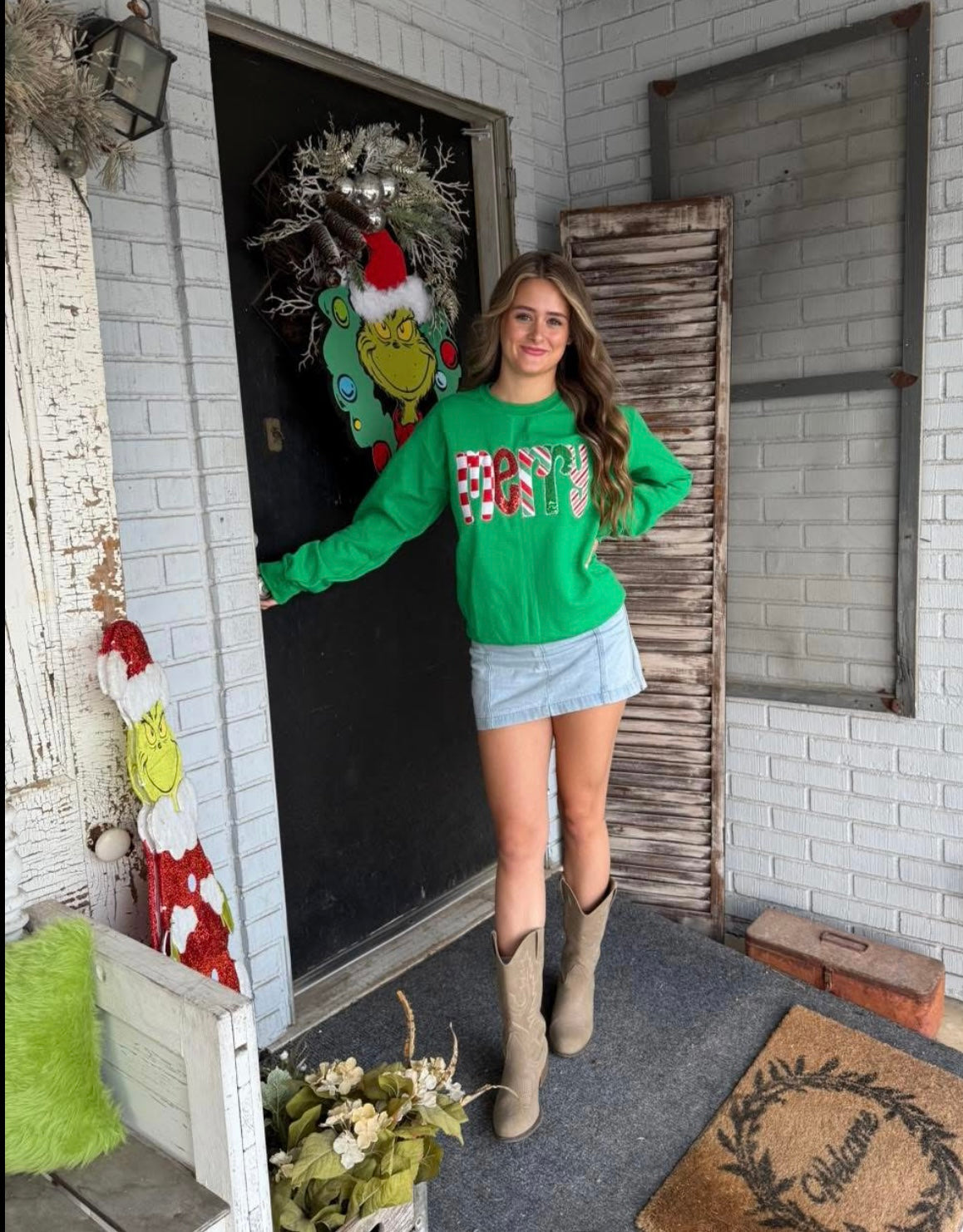 Merry Patch Work Crewneck