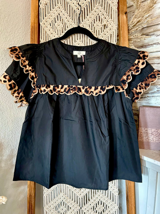 Jennifer Leopard Ruffle Top