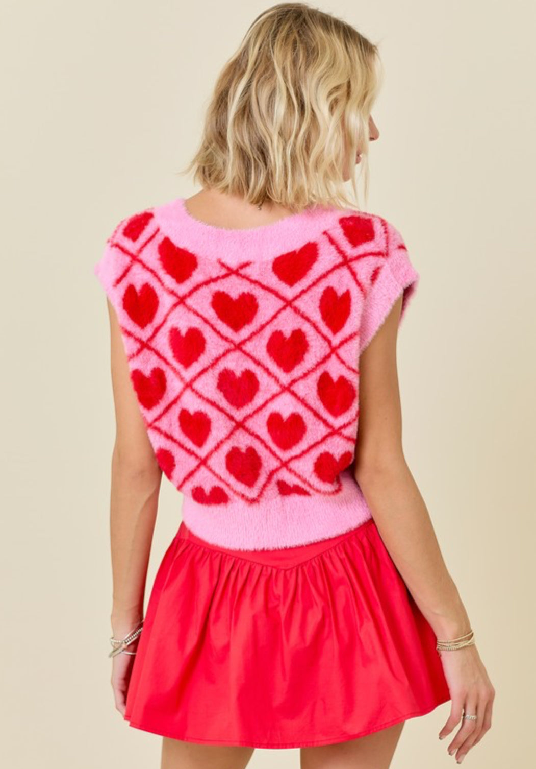 Queen of Hearts Fuzzy Sweater Vest