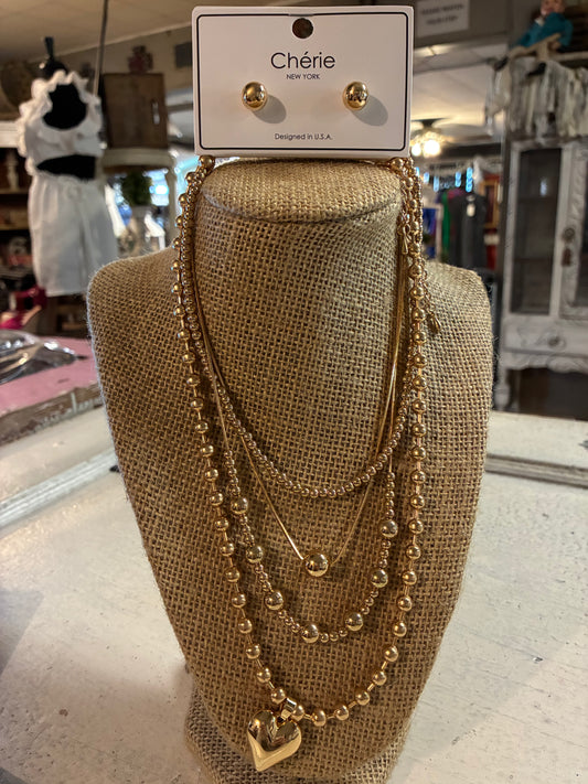 Layered Necklace and Earring set