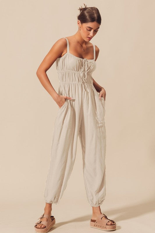 Spaghetti Strap Jogger Jumpsuit