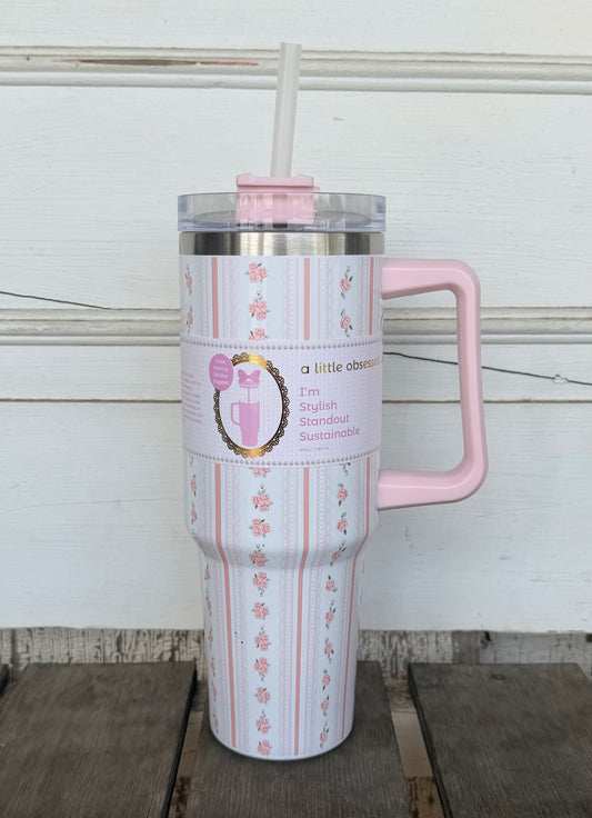 Pink Darling Floral Tumbler