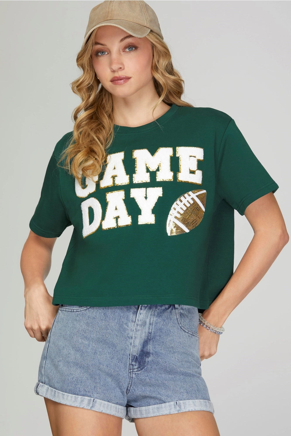 Game Day Cropped Patched Top