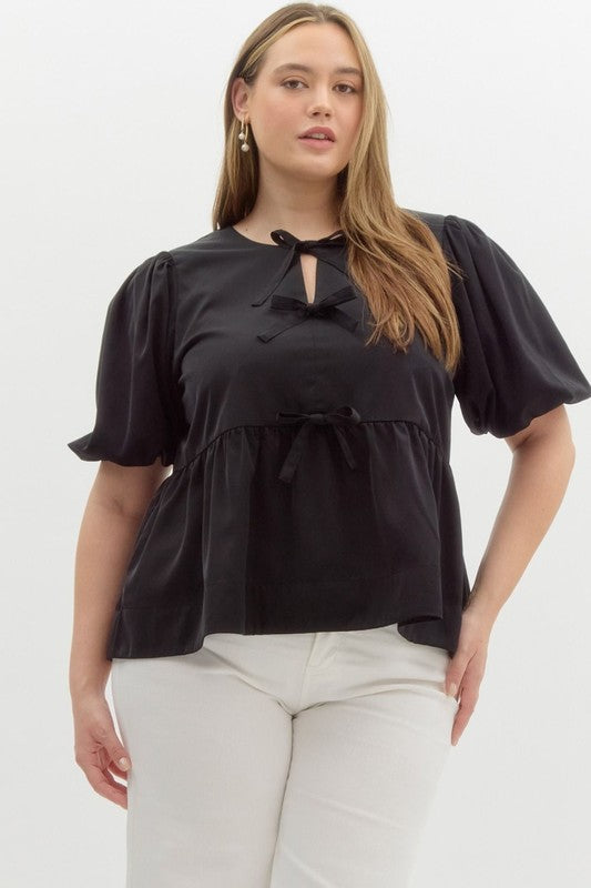 Lynn Black Bow Top