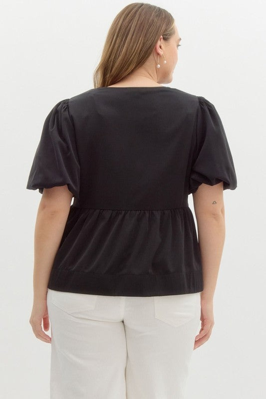 Lynn Black Bow Top