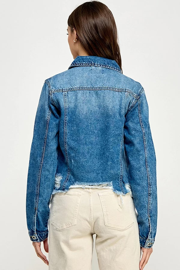 Maya’s Distressed CropCut Denim Jacket