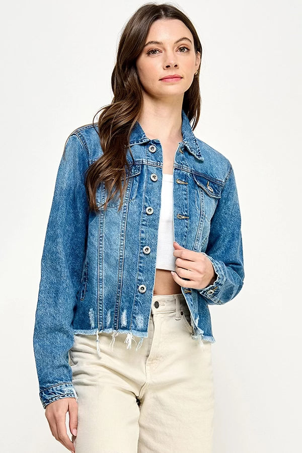 Maya’s Distressed CropCut Denim Jacket