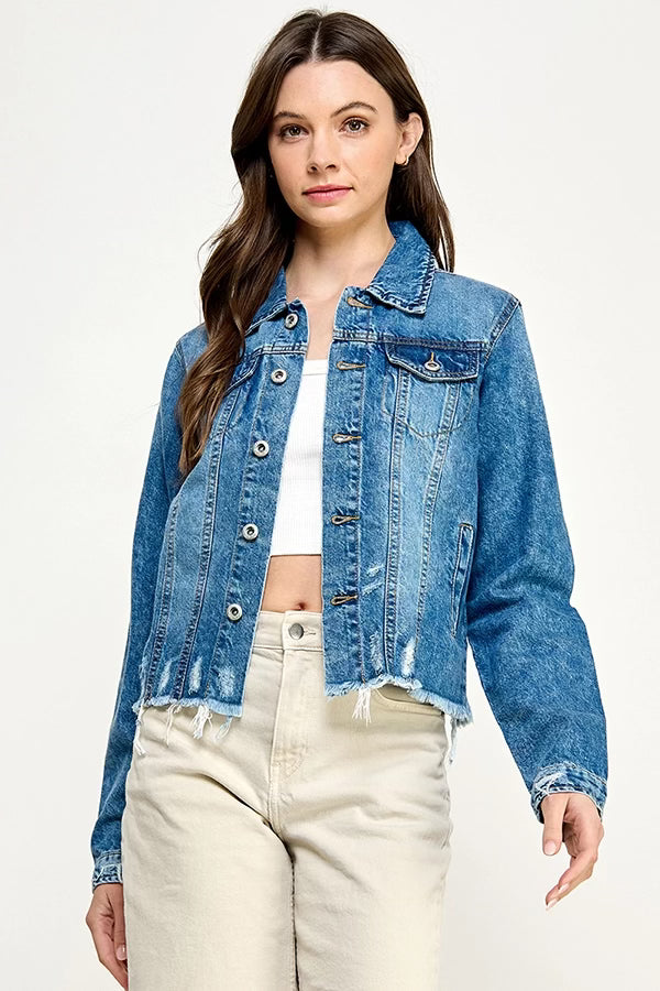 Maya’s Distressed CropCut Denim Jacket